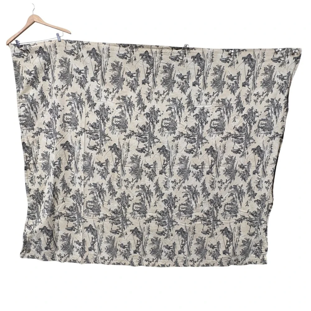 Williams Sonoma Toile de Jouy Tablecloth Cotton Made in Italy Grey‎ Cream